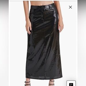 NWT Steve Madden Reid Sequin Maxi Skirt black size 2